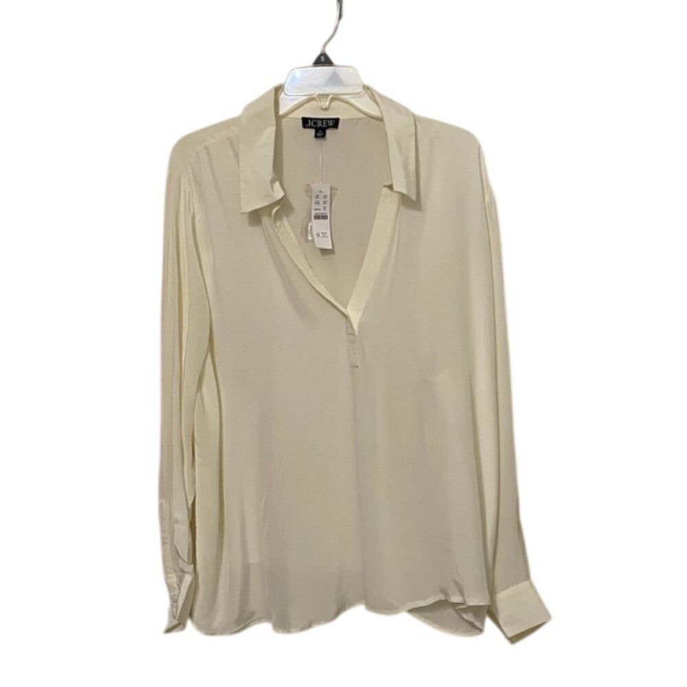 J. Crew Cream Bungalow Popover Crepe Shirt Blouse Womens Size 2X NEW Sheer CF440